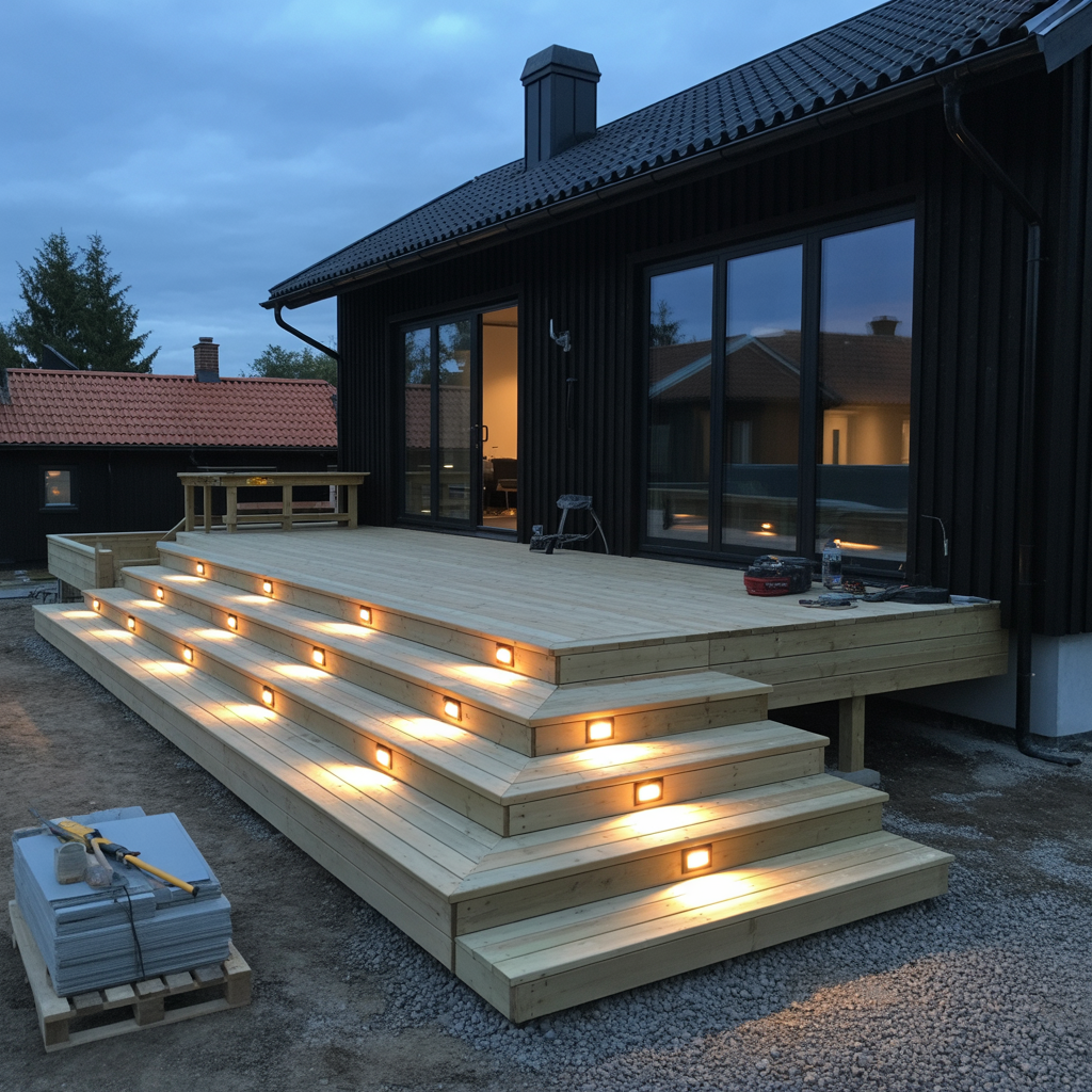 9.Vad kostar det att bygga en terrass med inbyggd belysning